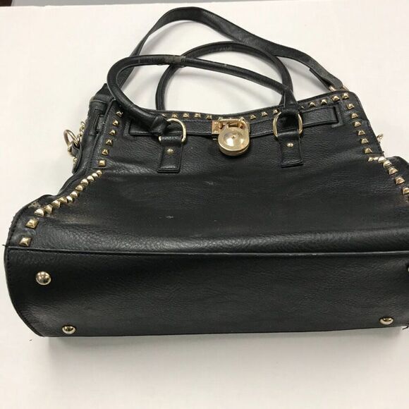 Over Sized Goth‎ Black Leather Purse With War Wounds - Picture 4 of 11